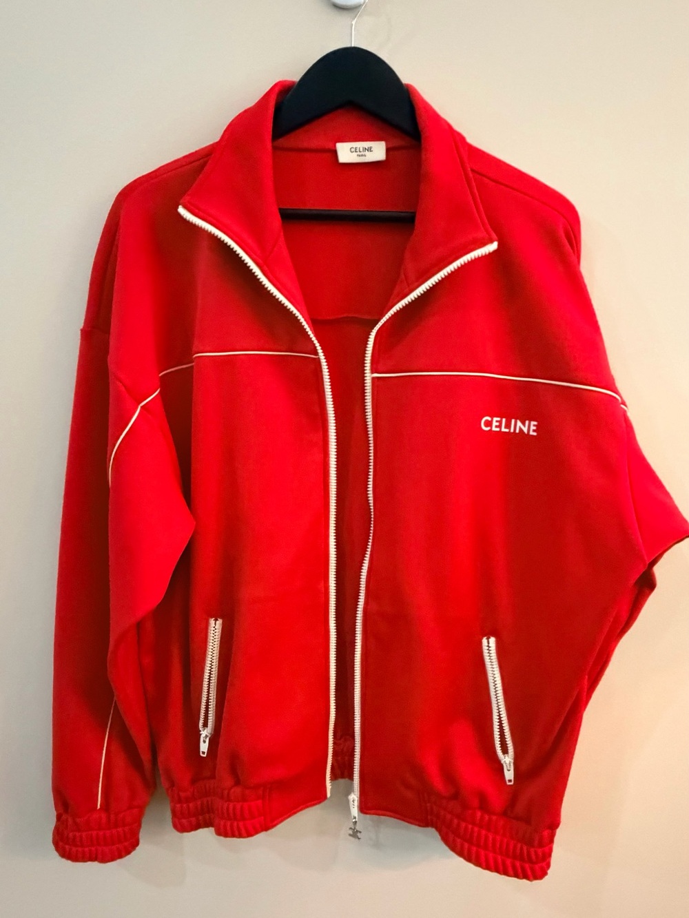 Celine Bright Red Athletic Zip Jacket